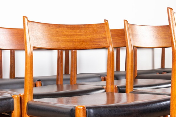 Image 1 of Set of 12 Danish chairs in teak and new skai, model 418 by Arne Vodder for Sibast 1960.