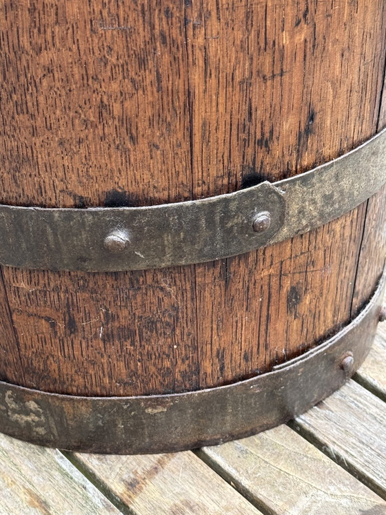 Image 1 of Bouée de pêche ancienne en bois | Chêne massif et fer forgé | XIXe siècle