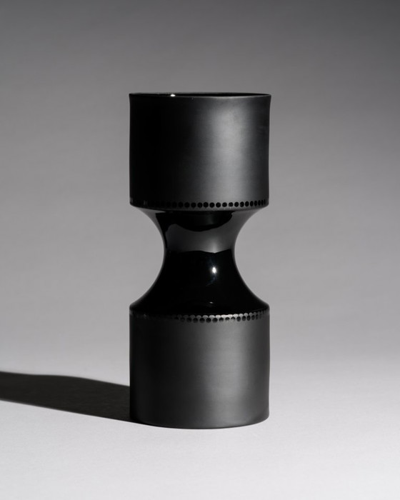 Image 1 of Sculptural Rosenthal Studio-Line Vase Duo Tapio Wirkkala Black & White Porcelain