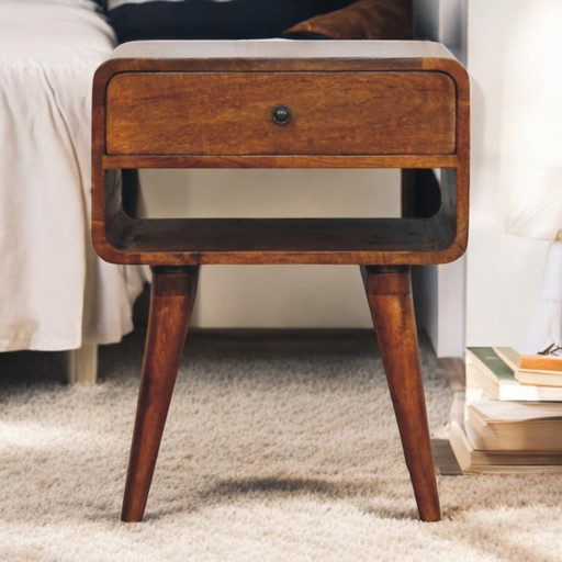 Table de Nuit Avora en Bois de Mangue Aspect Châtaignier