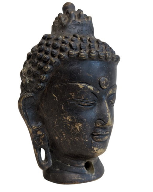 Testa di Buddha antica in bronzo dorato – Himalaya, 096 – beeldhouwkunst, Bronze (photo 2 of 9)