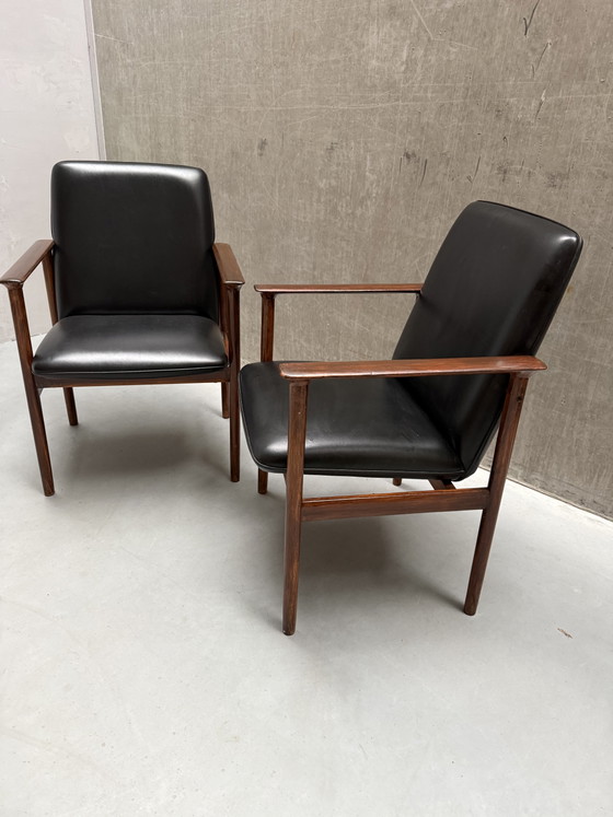 2x Vintage Fristho Impala Fauteuil - Cor Bontenbal - Jaren 60 – Skai, Wood (photo 5 of 13)