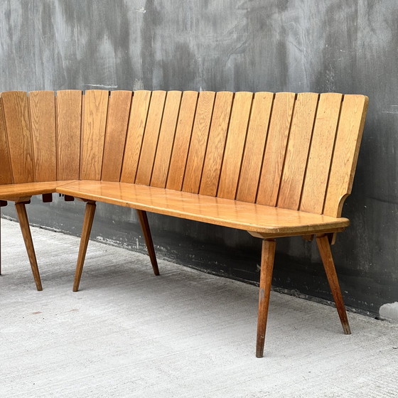 Image 1 of Divano angolare brutalista in rovere – design europeo anni '60/'70