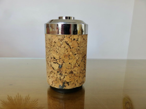 Image 1 of Edizione "Caimi F.LLI" Italia, 1980, dispenser di sigarette in sughero e cromo