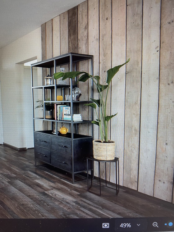 Image 1 of Armoire en métal noir et bois (de manguier) avec tiroirs