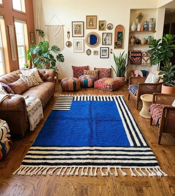 Blue Berber Rug with Geometric Patterns 200/270cm – Rugs & carpets, Wool (photo 2 of 6)