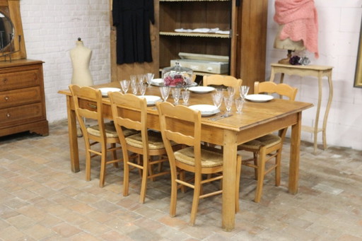 Antique Country Dining Table – eettafels, Wood, Brass (photo 2 of 8)