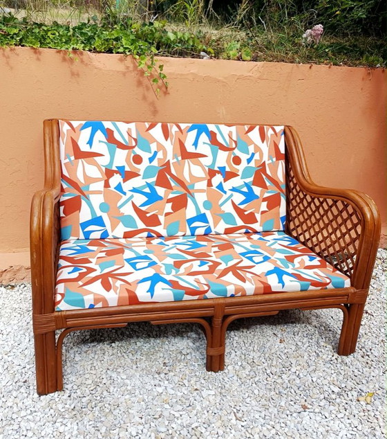 Vintage rotanbank uit de jaren 70 – 2 zitsbanken, Rattan (photo 3 of 11)