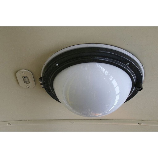 Lampada da soffitto vintage in acciaio per Konstal Chorzów, 1950