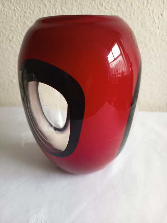 Murano Glas Vase – Handgefertigt, Rot Mit Modernem Design – Dekorative Objekte (photo 7 of 9)