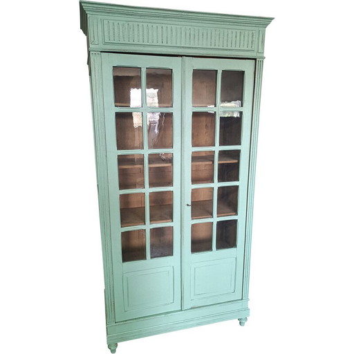 Libreria vintage Napoleone III in patina verde