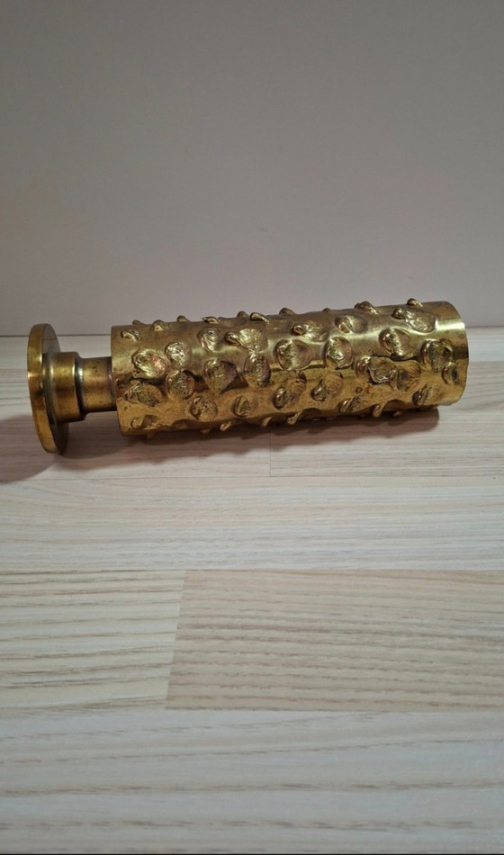 Image 1 of Vintage Brutalist Brass Vase - 60s/70s - Relief