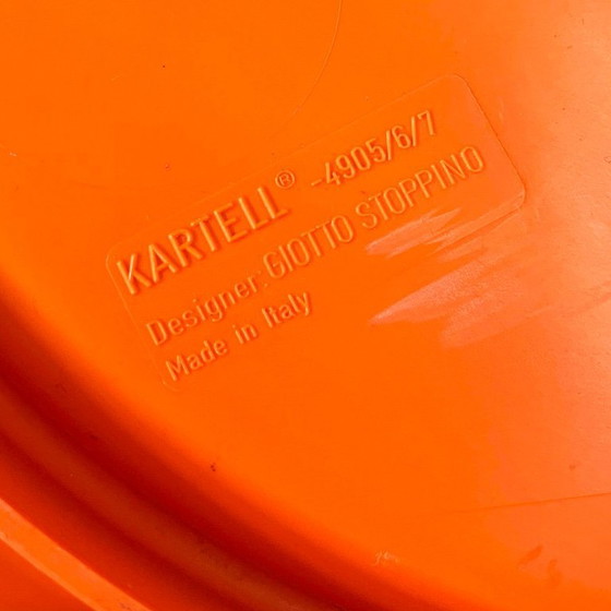 Image 1 of Paar orangefarbene Satztische von Giotto Stoppino für Kartell, 1970er Jahre