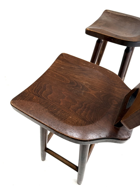 Set aus 3 brutalistischen T-förmigen Barhockern aus den 60er Jahren – Wood (photo 8 of 10)