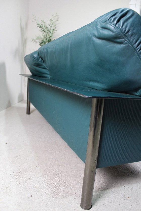 Image 1 of Divano vintage in pelle blu di design italiano