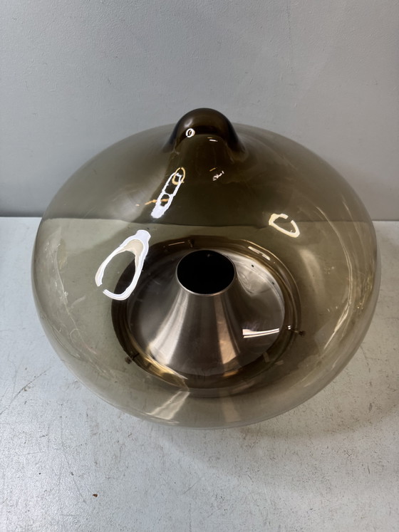 Magnifique Plafonnier Vintage Dijkstra Space Age (Verre Fumé, Années 70) – Dijkstra Lampen, Glass, Metal (photo 6 of 12)