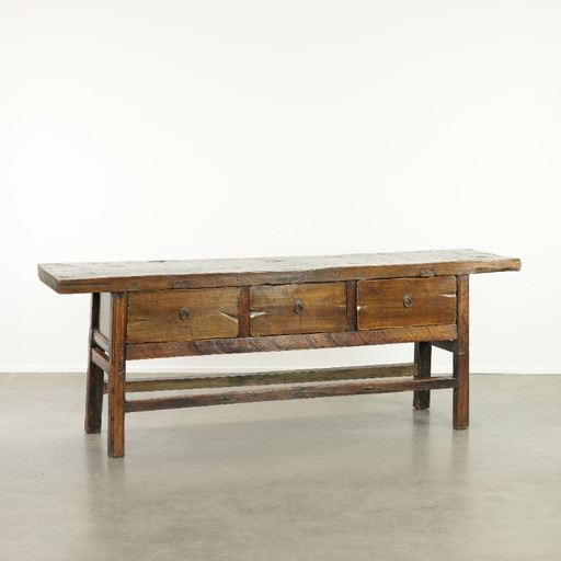 Robust Spanish antique sideboard with 3 drawers from the 18th century