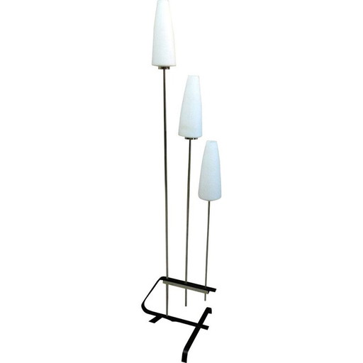 Vintage vloerlamp van chroom en opaline metaal, 1960
