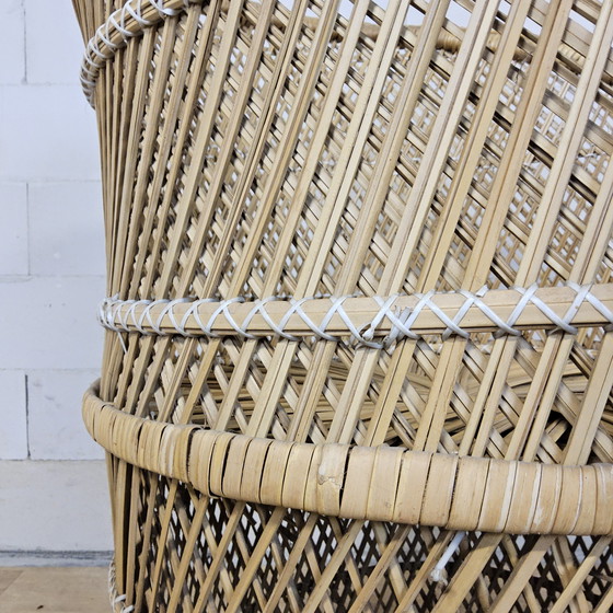 Image 1 of Vintage geweven Rotan / Rattan Stoel / luie bohemian stoel ( lazy Rotan chair )