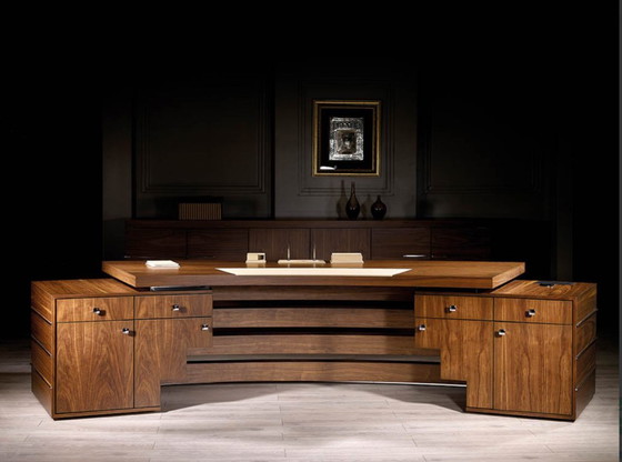 Image 1 of Vizyon Büro Craft VIP — Premium Chefbüro-Set · Walnuss · LED · 340 cm