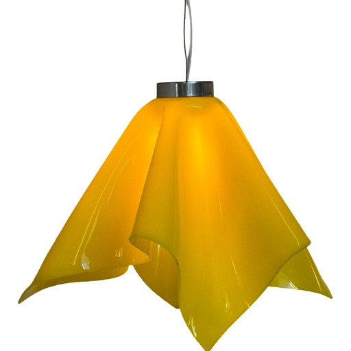 Lamperti Robbiate (Como) - Lampe suspendue - Acrylique jaune - avec baldaquin assorti