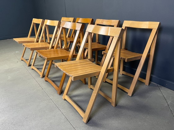 Image 1 of Vintage wooden folding chairs, 1960s set of 8