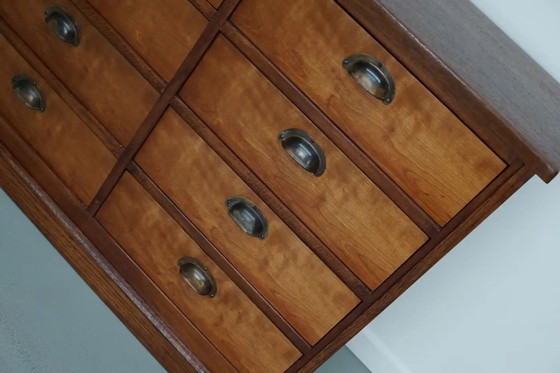 Image 1 of Vintage Nederlandse kersenhouten apothekerskast / archiefkast, jaren 1930