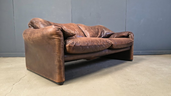 Image 1 of Canapé Maralunga en cuir par Vico Magistretti pour Cassina, 1970