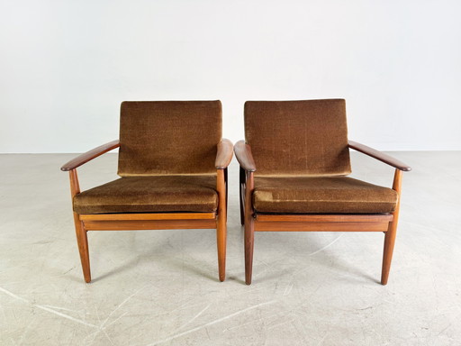 2x Midcentury armchair easy chair brown vintage 1960s lounge chair