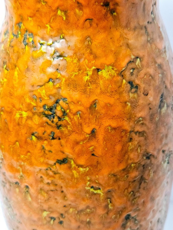 Image 1 of Mid-Century Ceramic Vase With Special Glaze | Original Tófej Pottery From Hungary | Unique Shape & Impressive Colors | 35cm 