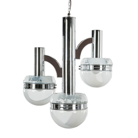 Image 1 of Kroonluchter uit het ruimtetijdperk, Muranoglas, jaren 70, gemaakt in Italië