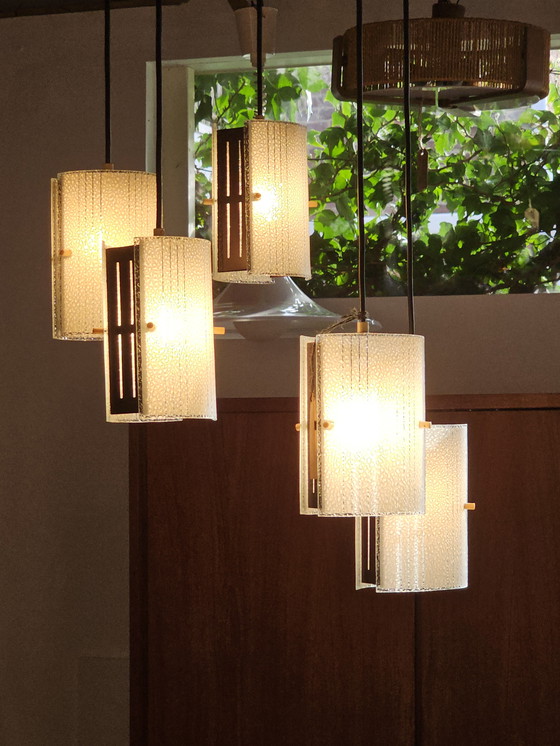 Image 1 of Lampe pendentif vintage Lampe pendentif Cascade avec 5 calices