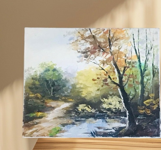 Small oil on canvas "Sous bois