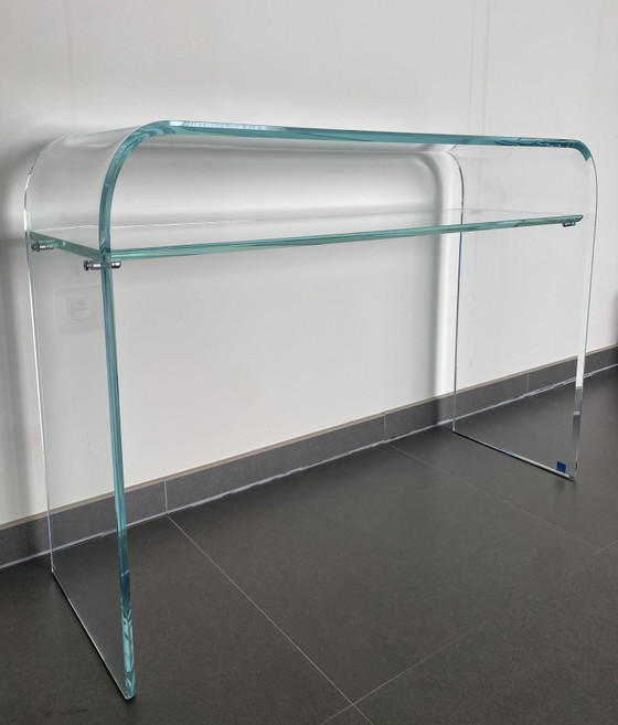 Console en verre courbé, design italien, SICA – Glass, Chrome (photo 3 of 10)