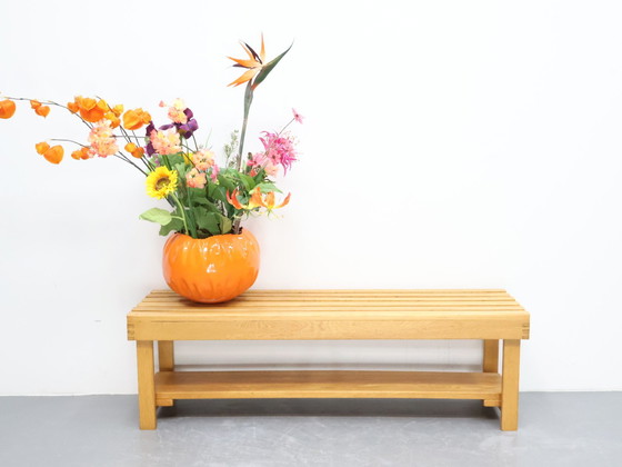 Image 1 of Vintage Lattenbank Eikenhout Handgemaakt
