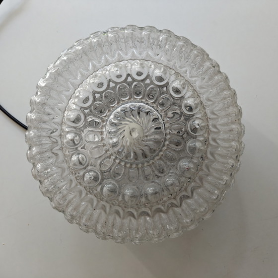 Image 1 of Plafonnier vintage en verre texturé | Lampe murale ou de plafond des années 1970