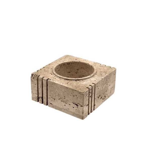 Image 1 of Travertine cubic vide poche / ashtray, Cerri Nestore, Italy, 1970s