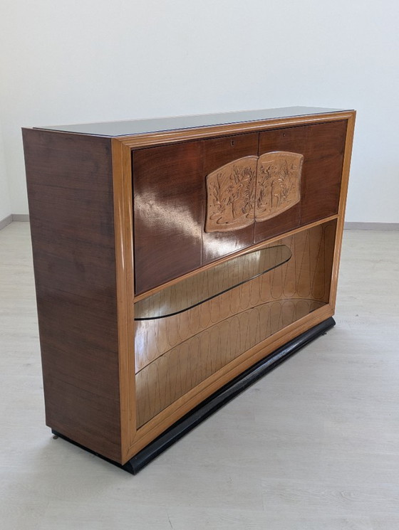 Image 1 of Dassi - Vittorio Dassi - Table d'appoint - Cristal, Bois, Laiton - Intérieur miroir