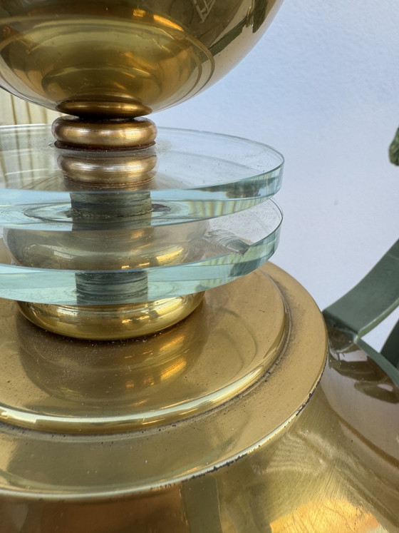 Lampadario Art Déco in ottone e vetro – Brass, Metal (photo 12 of 15)