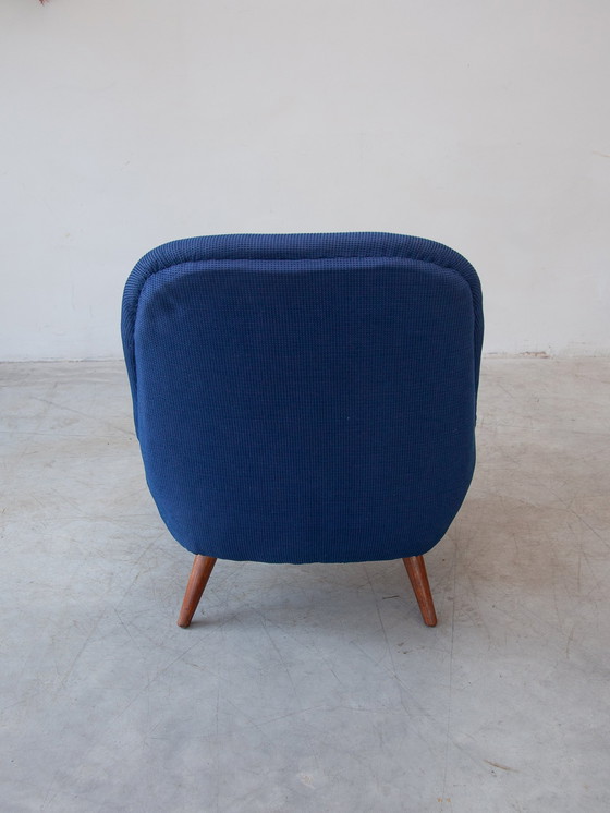 Image 1 of 1950s Blue Fabric, Lounge Armchair, Scandinavian Design