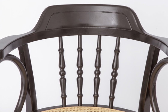 Pair of Bentwood Armchairs, Black Beechwood & Vienna Cane Seats, 1990s Vintage Chairs, Mid-Century Style (photo 6 of 12)
