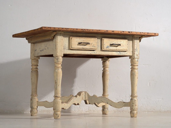 Tavolo antico in legno massello bianco (Francia, c.1900) – Tavoli da pranzo (photo 11 of 40)
