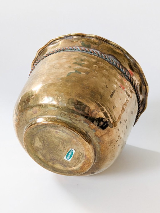 Brass Brass Planter With Wavy Rim And Twisted-Rope Bow – Interdima, Plant pot (photo 8 of 15)