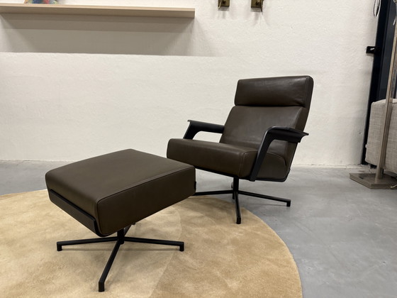 Image 1 of Harvink De Kaap Fauteuil pivotant avec pouf Cuir de luxe