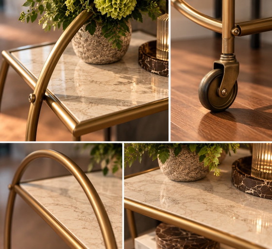 Carrello bar dorato con ripiani in marmo – Carrelli bar, Metallo (photo 4 of 5)