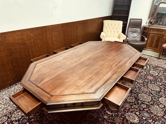 Tavolo da riunione classico inglese con sedie – Set da pranzo, Tessile, Legno (photo 14 of 23)