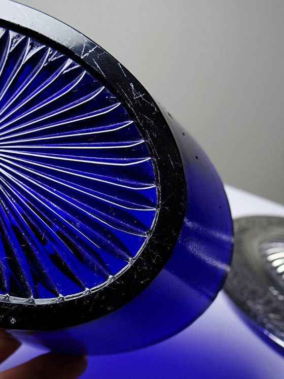 Image 1 of Victorian bonbonnière, attributed to George T. & Co., cobalt glass and silver-plated metal, 19th century
