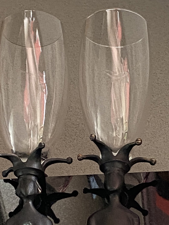 Image 1 of 2x champagneflutes op bronzen steel. Arti Hove