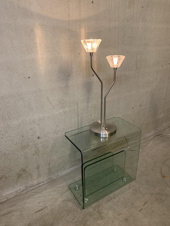 Image 1 of Hala rvs dubbel lamp met kristallen top.