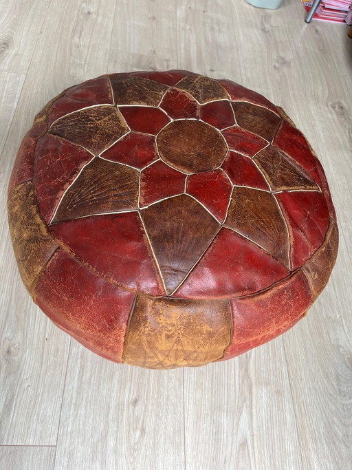 pouf marocain vintage en cuir – hockers en poefs, Leather